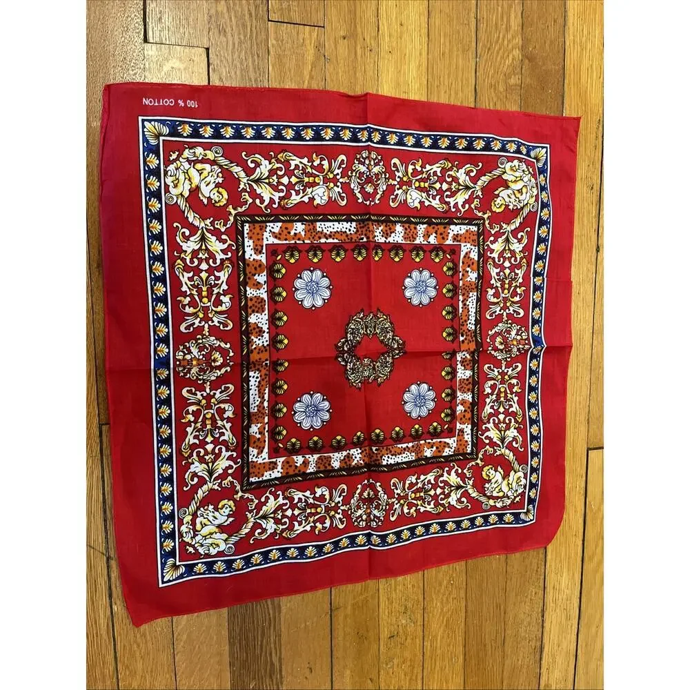 Red Bandana Bohemian Style 100% Cotton Neck Scarf Boho Block Print Lot 4